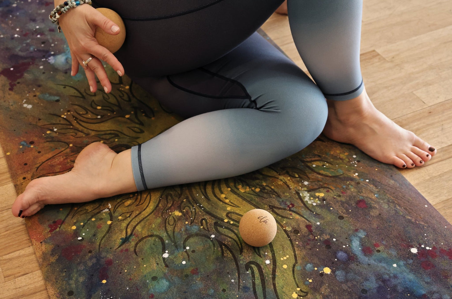 Celestial WANDERER Cork Yoga Mat - Yoga Mat - Hand Painted - ilāSTRATE™ - 